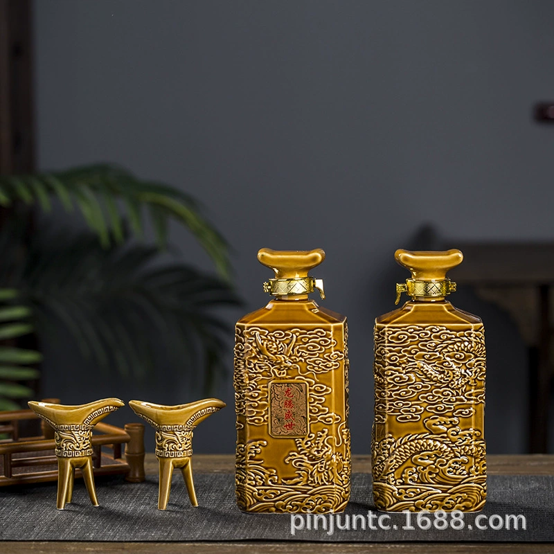 Цзиндэчжэнь керамический соус Longteng Shengshi бутылка вина пустая бутылка для ликера герметичный высококачественный бокал для вина горшок для вина керамическая бутылка для вина