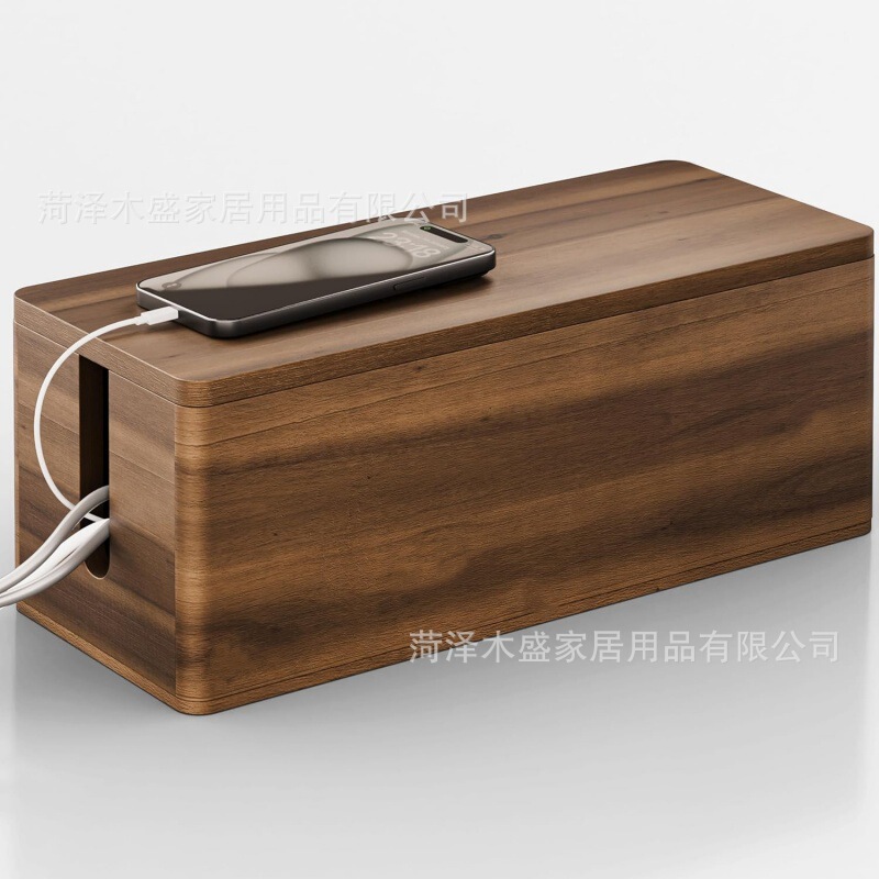 木质数据插排收纳盒家用电源线收纳插线板数据线电源插座整理盒|undefined