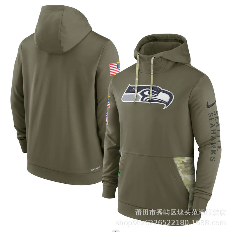现货18军绿款nfl致敬版男士长袖卫衣运动健身连帽衫橄榄球运动|undefined