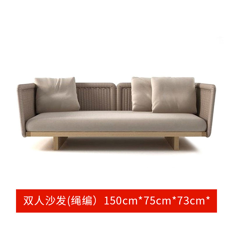 Sofá de ratán combinación patio al aire libre jardín terraza ocio nórdico al aire libre teca silla de ratán sofá