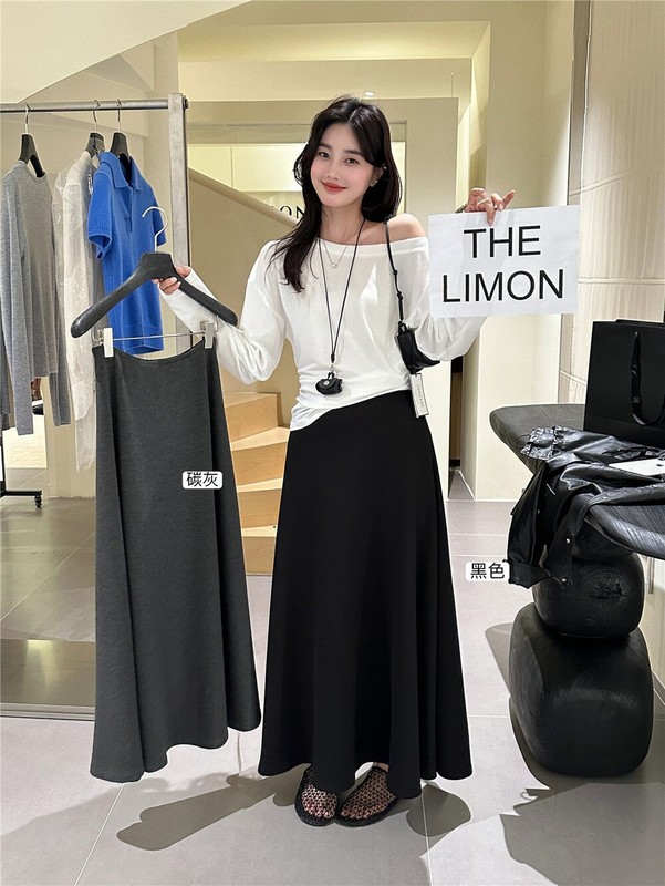 THE LIMON柠檬绿茶秋季韩版休闲遮胯显瘦空气层鱼尾A字半身裙女|undefined