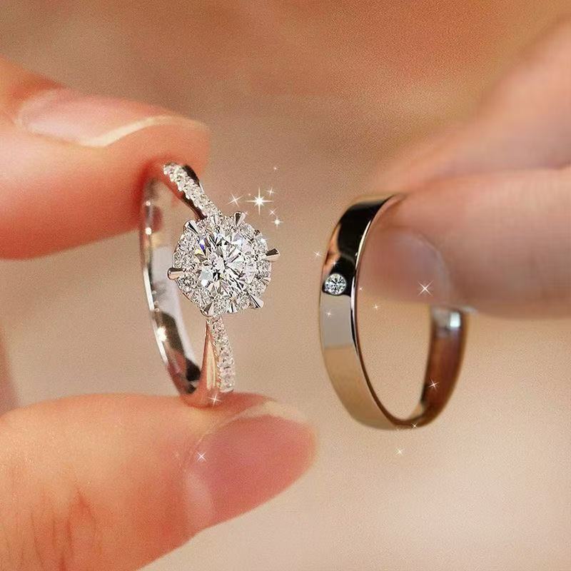 Wedding Rings for a Couple, Simulated Moissanite Wedding Rings, Engagement Diamonds, Fake Rings for Women, Engagement and Wedding Ceremony