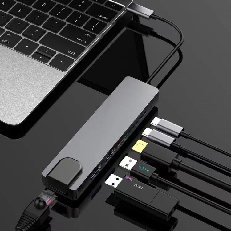Cinco en uno tipo-c estación de acoplamiento tarjeta de red USB c3.0hub 5-in-1HDMI4K computadora de muelle de expansión portátil