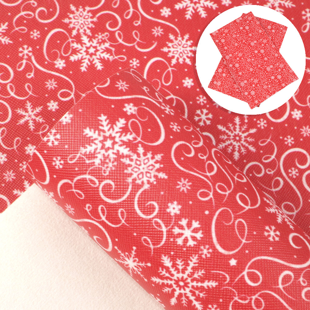 クリスマス雪花模様の薄いポリエステル綿や四面弾ニット生地のプリント生地手作りdiyシャツスカート服装生地