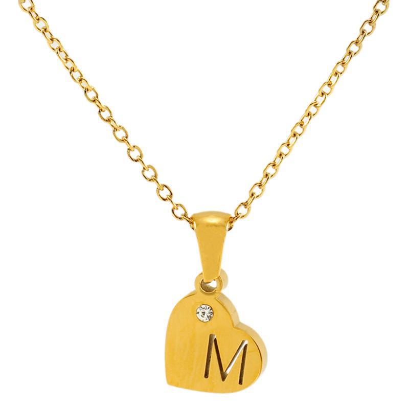 Europa y los Estados Unidos viento acero titanio amor colgante de diamantes 18K letras inglesas hueco collar de clavícula de acero inoxidable mujer