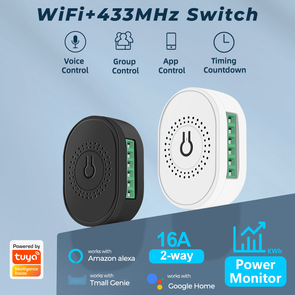 Doodle Smart Home WiFi 433 Wireless On/Off Switch Dark Box Control Switch Light Remote APP Voice Timing