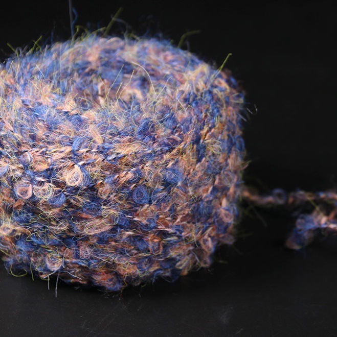 杰诚纱线4.2色纺羊毛圈圈纱 花式纱冬季毛线毛衣毛巾针织纱批发