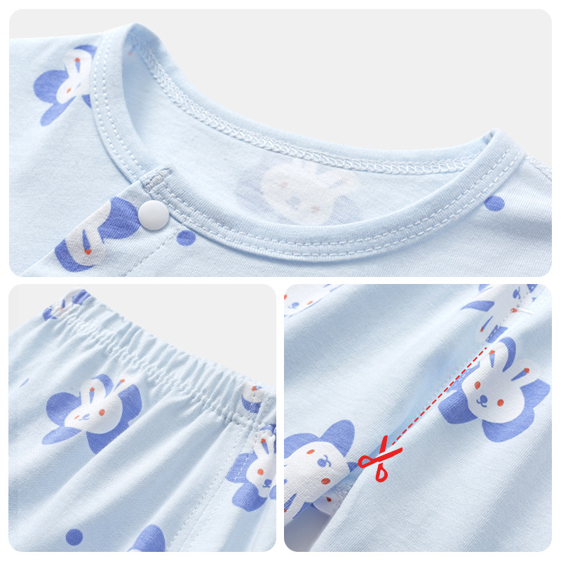 Bebé traje de verano de algodón para niños de media manga delgada traje de dos piezas para niños y niñas ropa de verano sin hueso ropa de bebé