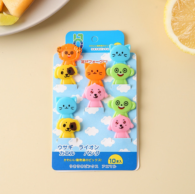 Uso doméstico Cartoon Tenedores para fruta para niños Creativo Animales para niños Set de palillos de plástico para fruta Palillos para fiambrera
