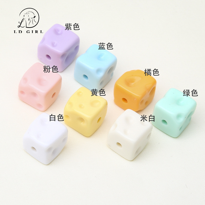 14 ミリメートルアクリルチーズスクエアストレートホールビーズ DIY 携帯電話チェーンジュエリー素材キーホルダーバッグぶら下げブレスレット|undefined