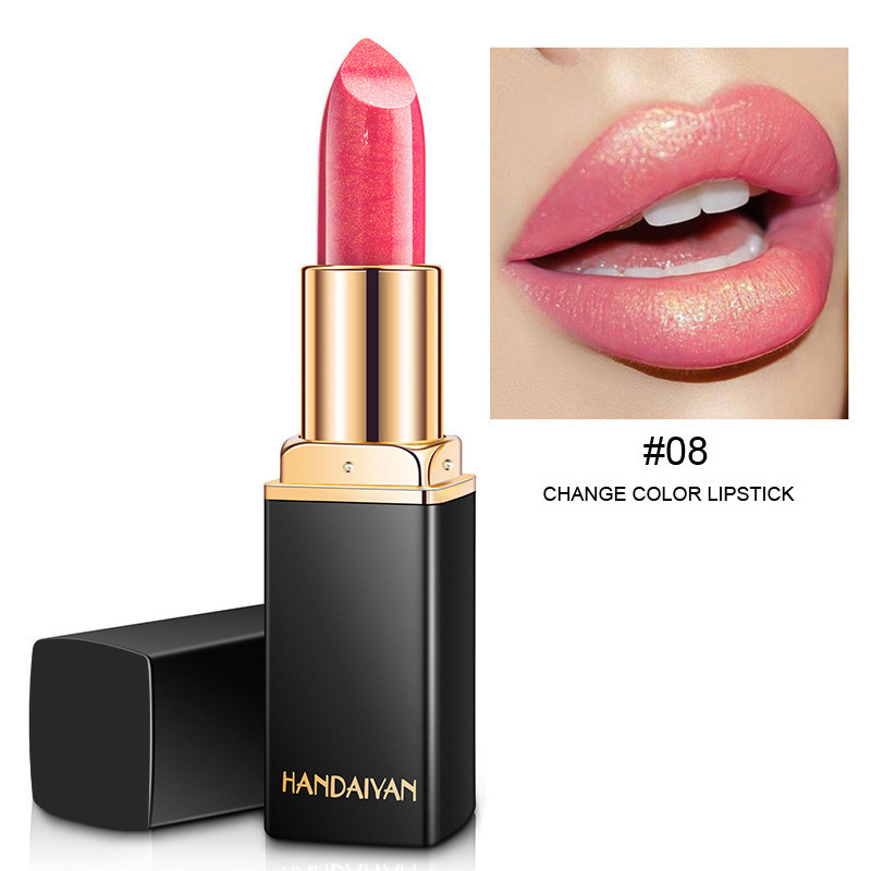 Transfronterizo termográfico lápiz labial HANDAIYAN nueve colores lápiz labial mermaid brillante metal perla oro lápiz labial color cambiante