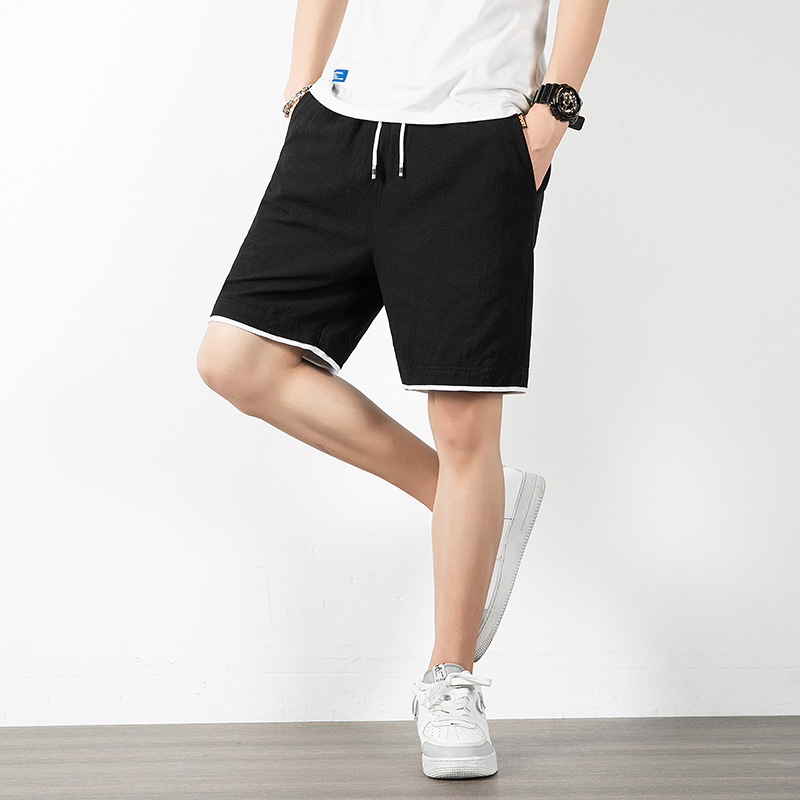 夏季男裤子2021年新款春夏男装棉短裤宽松休闲潮流直筒男士五分裤|ms