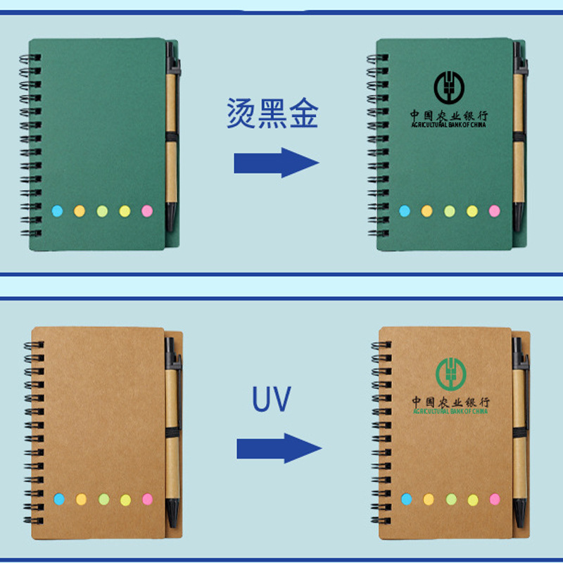 Inventario de bobina post-it combo mayorista con bolígrafo cuadernos de notas de estudiantes cuadernos de escritorio logotipo personalizado