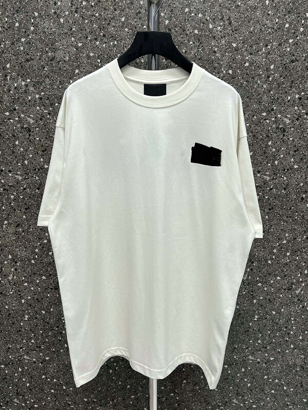 High Version B BL Coke Black Glue Short Sleeve Fixed Woven Fixed Dye OS Shoulder Loose Version Men's and Women's Short Sleeve T-Shirt