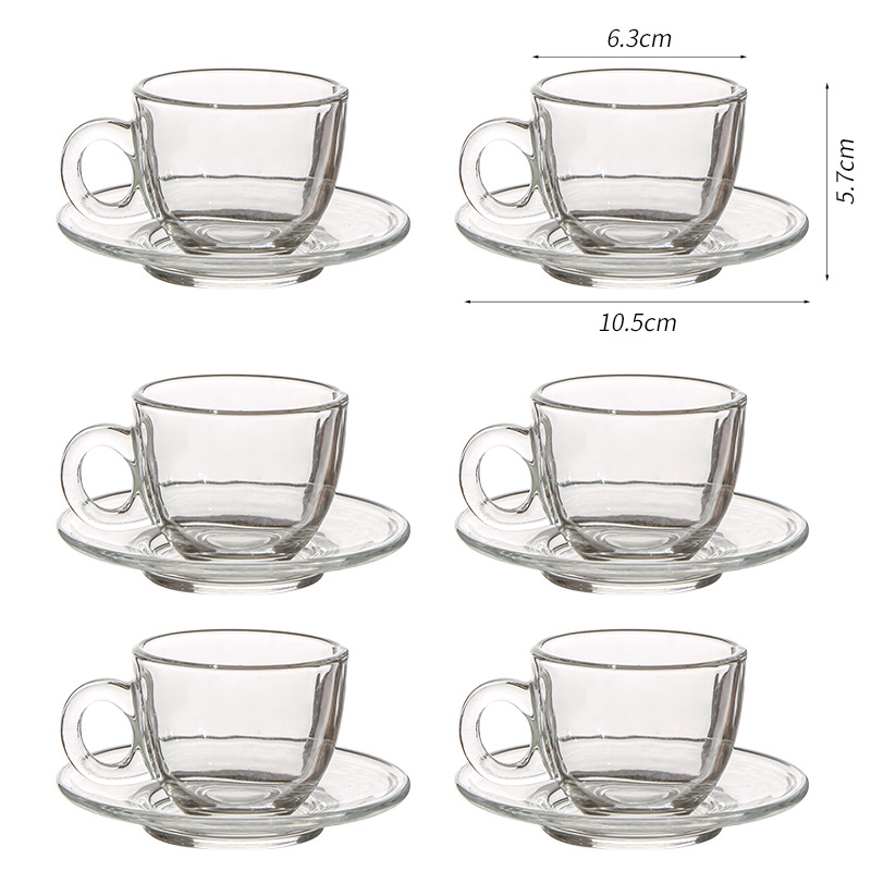 Juego de tazas y platillos de café de vidrio transfronterizo Taza de café con leche americana Taza de té transparente resistente al calor Taza de café de lujo europea