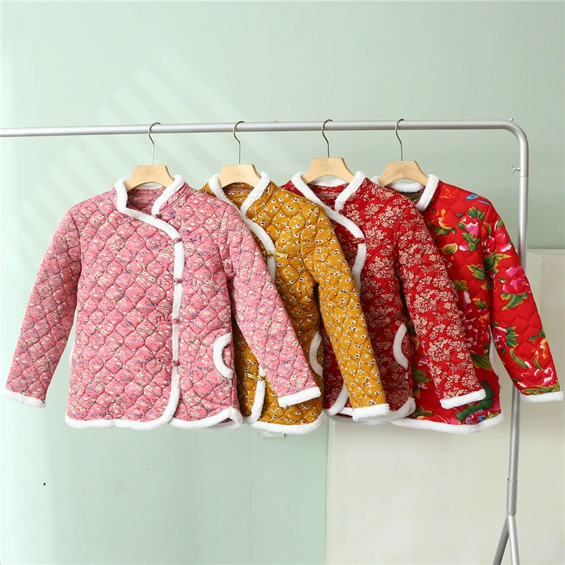 Зимой северо-восточный цветок хлопчатобумажная куртка 2024 новый интернет-красный взрывной китайский ветер пуговица мама топ толстый цветок хлопчатобумажная одежда