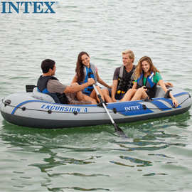 INTEX68324救生船钓鱼船漂流者系列船组4人户外皮划艇充气橡皮船