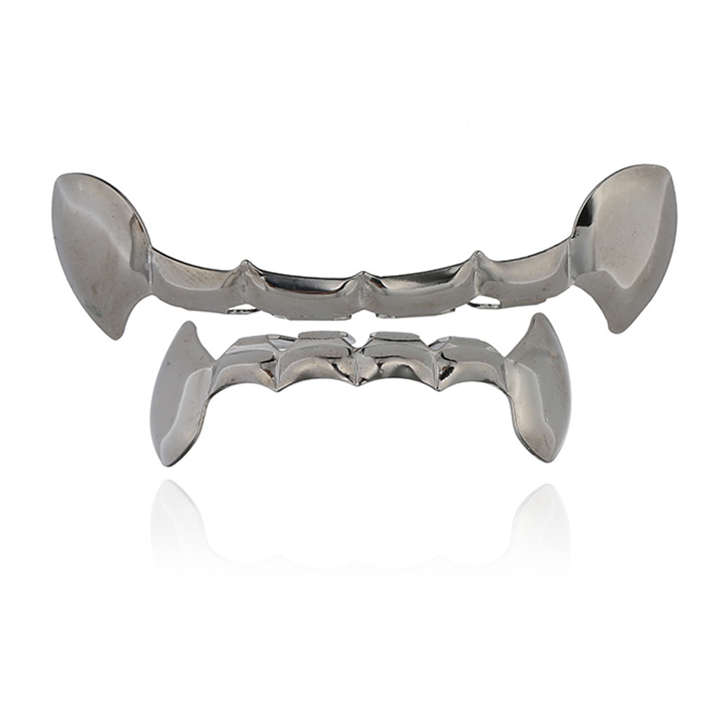 Europeo y americano nuevo hip hop personas real chapado en oro tirantes cóncavo-convexo Plaid textura hip hop tirantes grandes dientes de oro