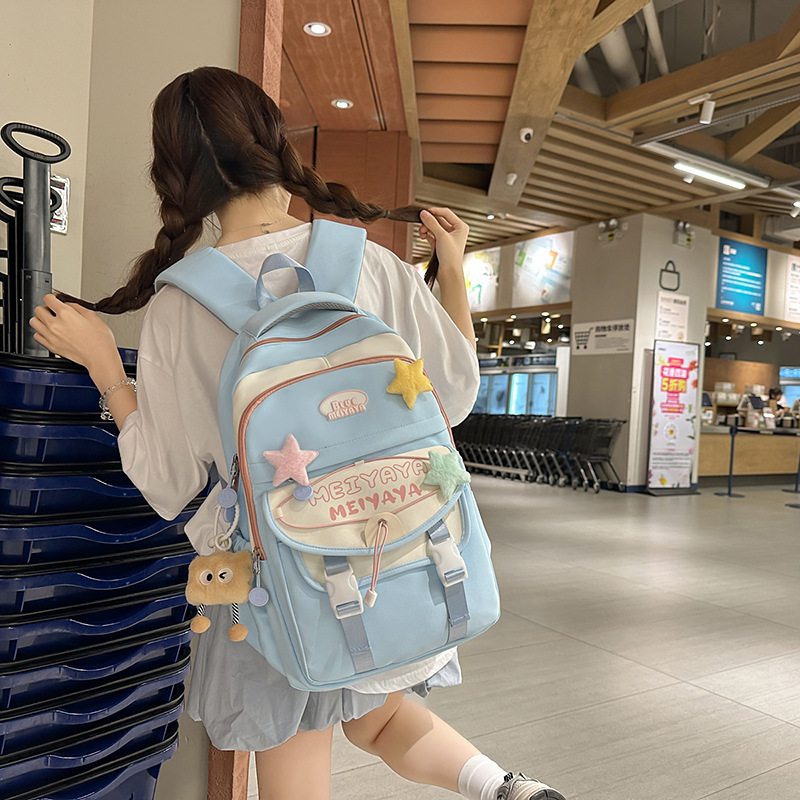 初高中大学生书包三件套高颜值轻便耐磨软妹双肩包多巴胺ins背包|undefined