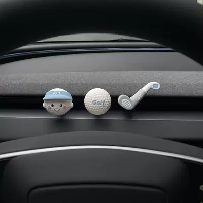 Car air freshener in a cute sporty golf design, hand-painted diffuser decoration for car air vents, small gift (Car Perfume Aromatherapy) - blue-hat-golf-three-piece-set-floral-scent