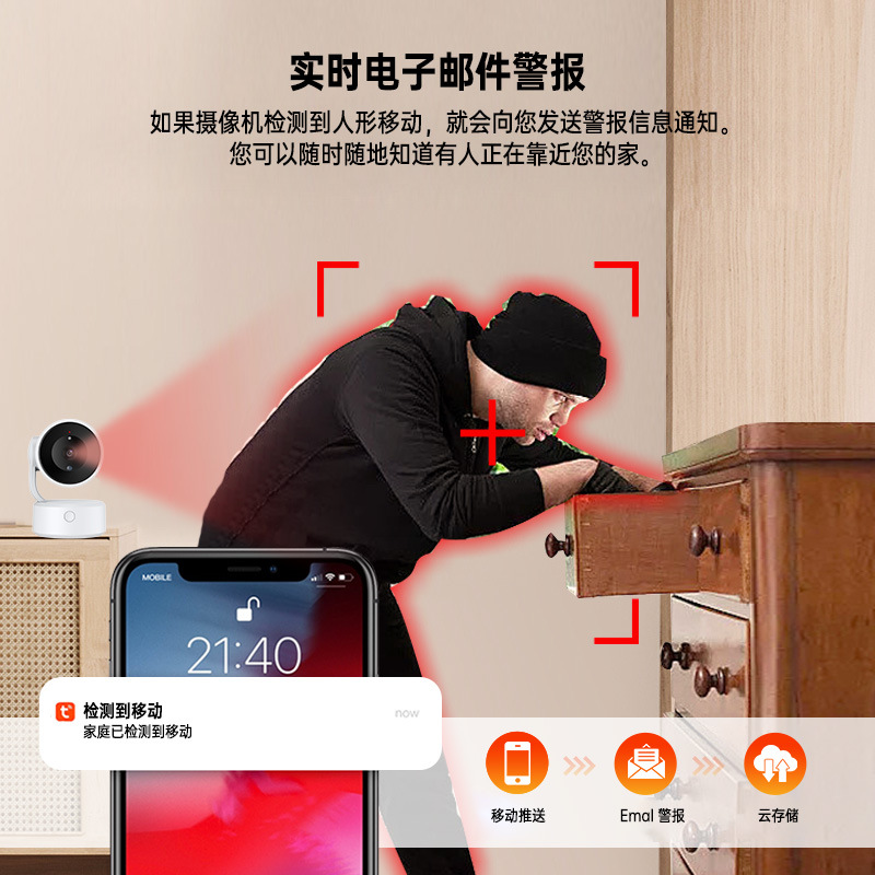 Tuya graffiti cámara de vigilancia interior una llamada de clic niñera teléfono móvil remoto HD color visión nocturna