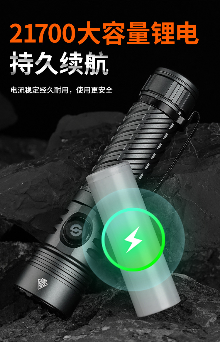 Lingfei JD-P1 High-Brightness Flashlight Rechargeable Portable Outdoor Household Aluminum Alloy Long-Range Cross-Border Wholesale In Stock