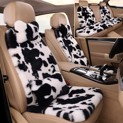 Fur Short Plush: Wool pad - 1-cushion-black-and-white-cow-pattern