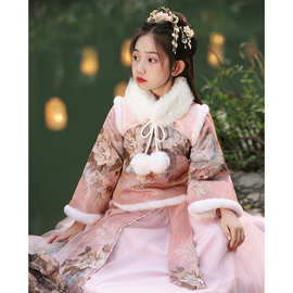 儿童汉服女童中国风古装拜年服冬季加绒加厚唐装新年过年衣服套装