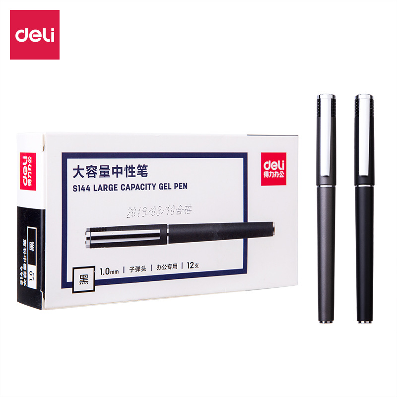 Deli S144 Oficina pluma de gel de gran capacidad 1,0mm bala estudiante Oficina escritura pluma de la firma