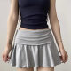 Grey High Waist Anti-glare Sweet Spice Girl A- line Short Skirt Ballet Girl Pure Want Turn-up Ruffled Skirt