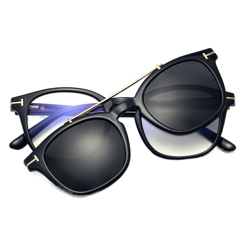 95308 nuevo conjunto de espejo magnético marco redondo marco pequeño anti-azul gafas de luz clip colgante espejo polarizado espejo fábrica en stock image 1