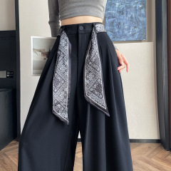 丝巾西装裤女2025秋季新款百搭垂感长裤高级感高腰显瘦西装阔腿裤