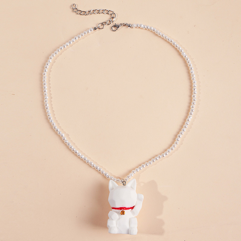 Fashion Animal Lucky Cat Miyuki Bead Necklace display picture 4