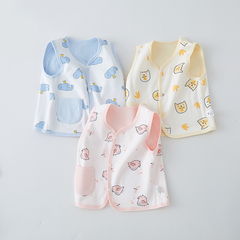 Baby Vest, Spring and Autumn Style, Outerwear, Baby Children's Vest, Girls' and Boys' Pure Cotton Class A Newborn Vest
