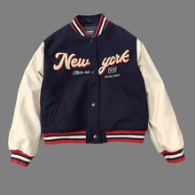 跨境外贸原单童装男中大童儿童韩版撞色字母棒球服童秋冬外套潮