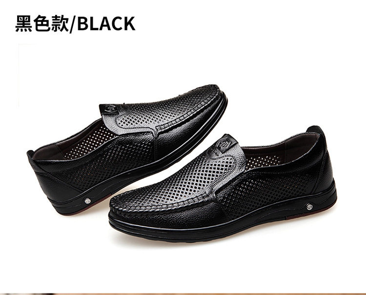 Giày lười nam da bò thoáng khí đục lỗ mũi nhọn đế mềm chống trượt gót 1–3 cm — Màu nâu, Màu đen chi tiết 24
