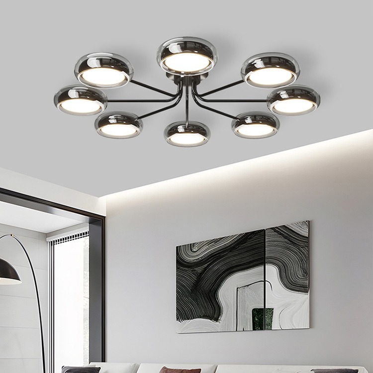 Italia minimalista lámpara de sala de estar lujoso creativo de vidrio gris moderno minimalista de alta calidad habitación dormitorio lámpara de techo
