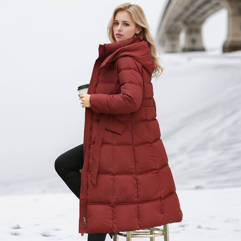 Women's Winter Coat Thickened Warm Cotton Jacket With Waist Detail_voghion.com