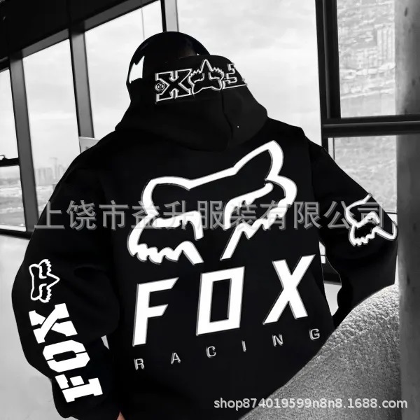 2025秋季新款 热销FOX狐狸跨境潮牌连帽卫衣男女秋冬款连帽衫|undefined