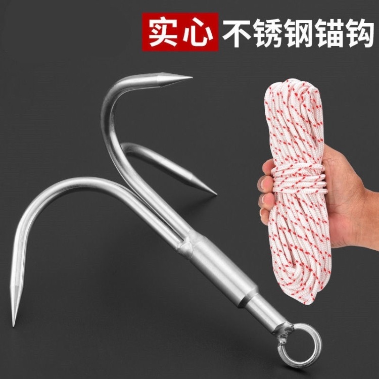 다기능 스테인레스 스틸 야외 앵커 훅 4 발톱 낚시 훅 비행 타이거 클로 4 코너 작은 낚시 보트 앵커 물 잔디 나이프 앵커