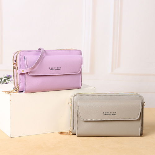 2024 New Women's Crossbody Bag Korean Style Fashion Shoulder Bag Versatile Large Capacity Double Zipper Mobile Phone Bag Wholesale