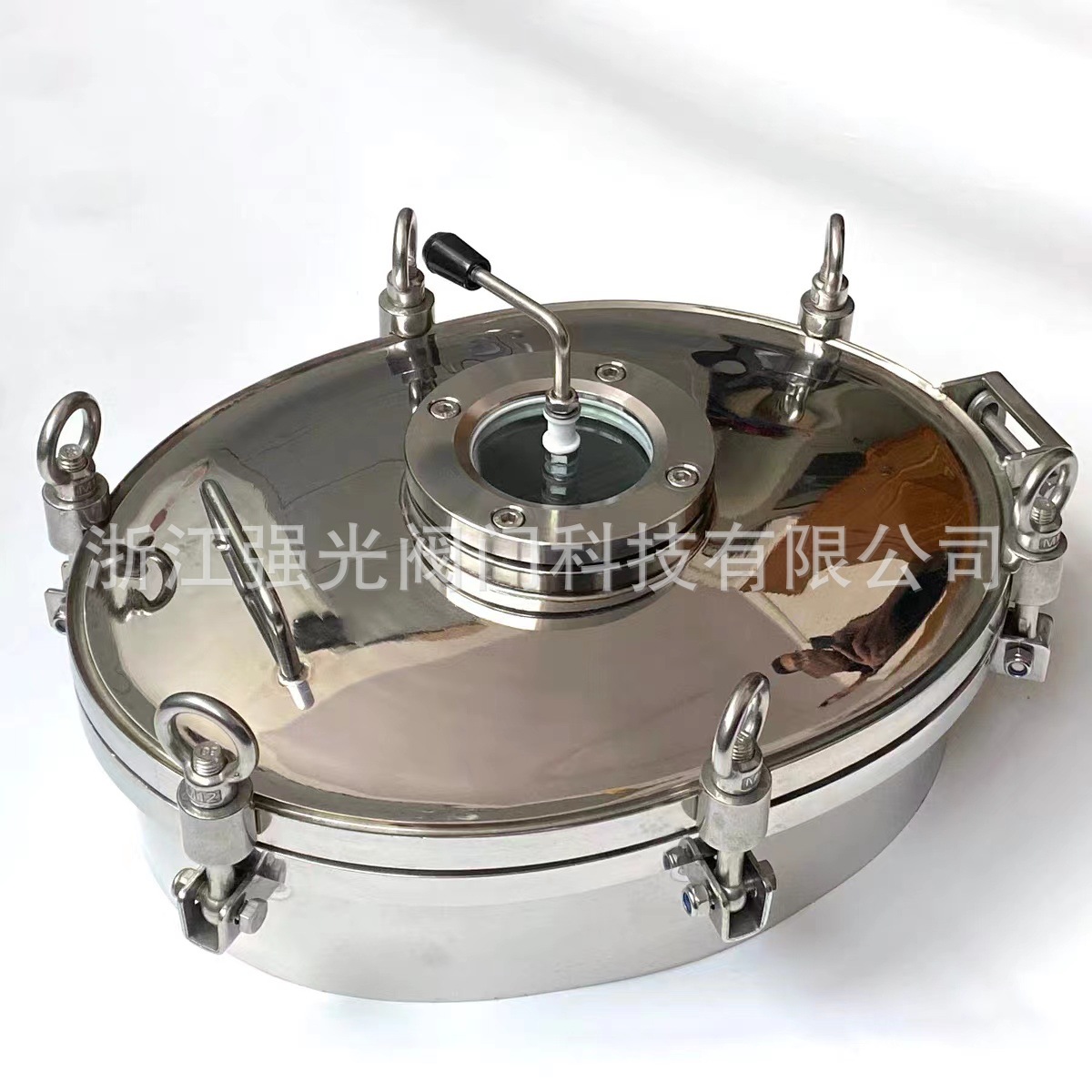 卫生级不锈钢带视镜椭圆人孔，视镜带刷，压力观察人孔盖，食品级