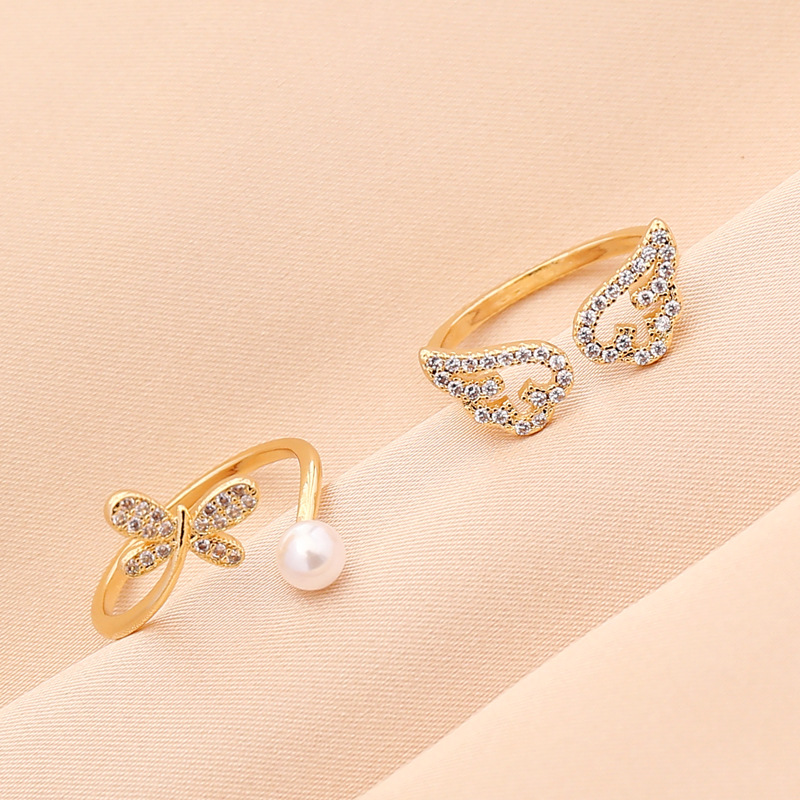 fashion full diamond lightning angel butterfly ring