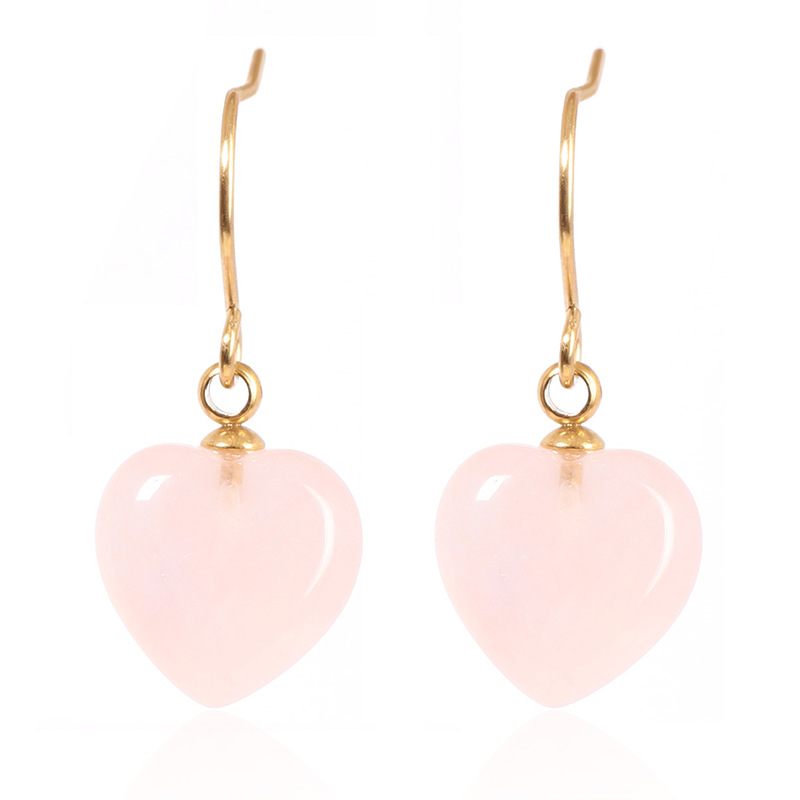 Conjunto de joyería europea y americana Collar de piedra natural en forma de corazón Pendientes de amor Verano femenino Advanced Sense No se desvanece Joyas de acero de titanio