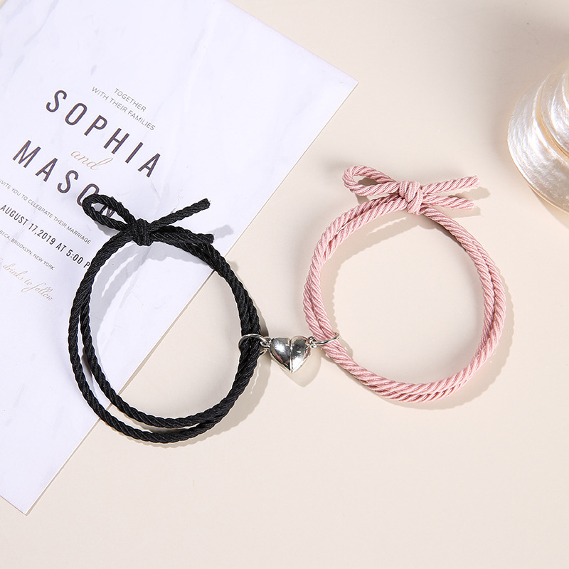 Small rubber band hand rope love magnet attraction couple bracelet a pair of simple hair rope jewelry for men and women