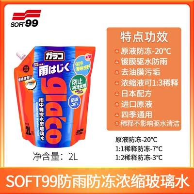 Soft99 Anti-Freeze and Water-Repellent Glass Water Wiper Coating Glass Liquid Genuine Concentrated Wiper Essence Universal for All Seasons (Glass agent) - sf-28162-decontamination-and-water-repellent-glass-water-oil-removal-film-gum-shellac-1-bag