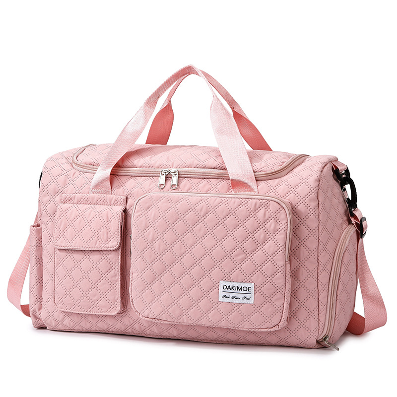 Bolsa de ejercicios de tendencia en relieve de diamante de gran capacidad de almacenamiento de zapatos separación seca y húmeda bolsa de yoga bolsa de viaje plegable