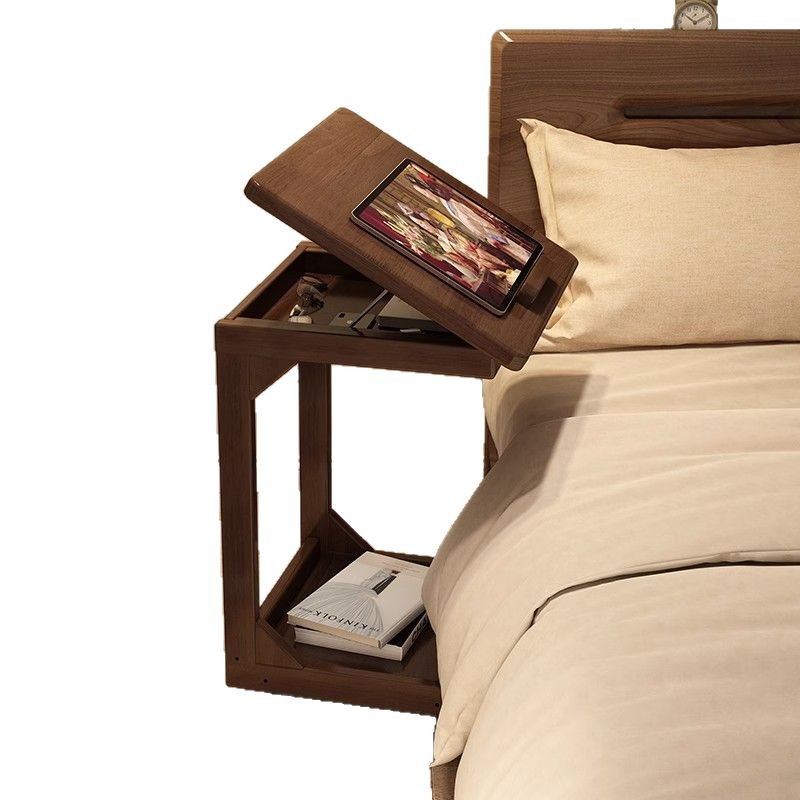 La mesa de té puede ser móvil en la sala de estar 2025, nueva pierna de madera sólida, sofá plegable, gabinete lateral, pequeña mesa de dormitorio, mesa de cama