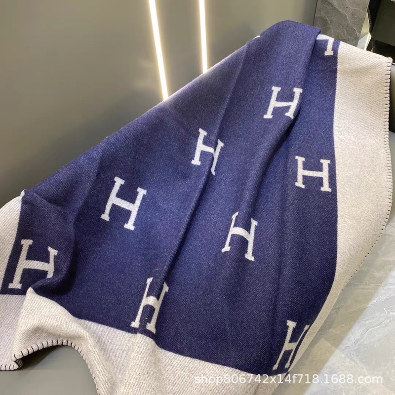 H字母小时代同款轻奢重磅羊毛羊绒毛毯毯子披肩沙发毯家居毯客厅|undefined