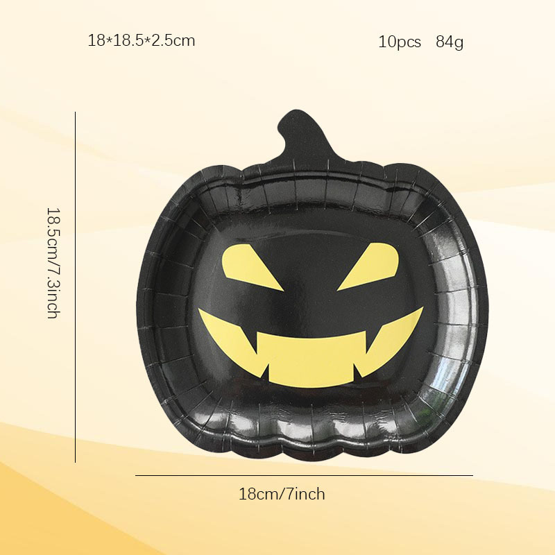 新しいクロスボーダーハロウィンパーティー紙皿ハロウィン装飾テーマゴースト使い捨て紙皿カボチャディナープレート|undefined